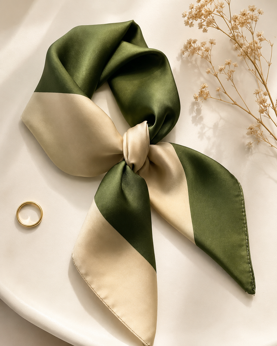 Olive Sauvage Silk Scarf