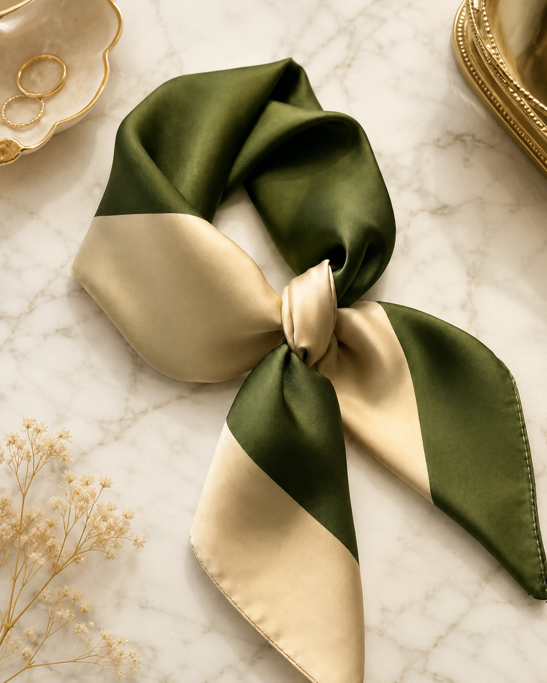 Olive Sauvage Silk Scarf