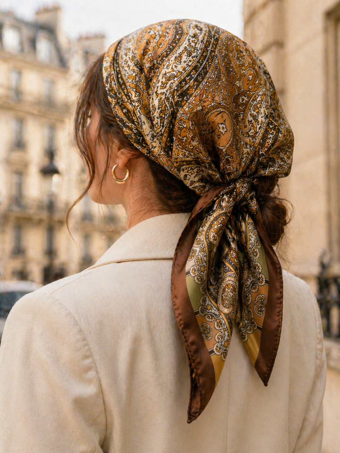 Versailles Silk Scarf — Golden Paisley