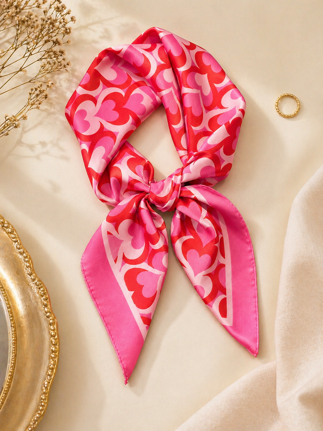 Amour Silk Scarf — Rouge Hearts