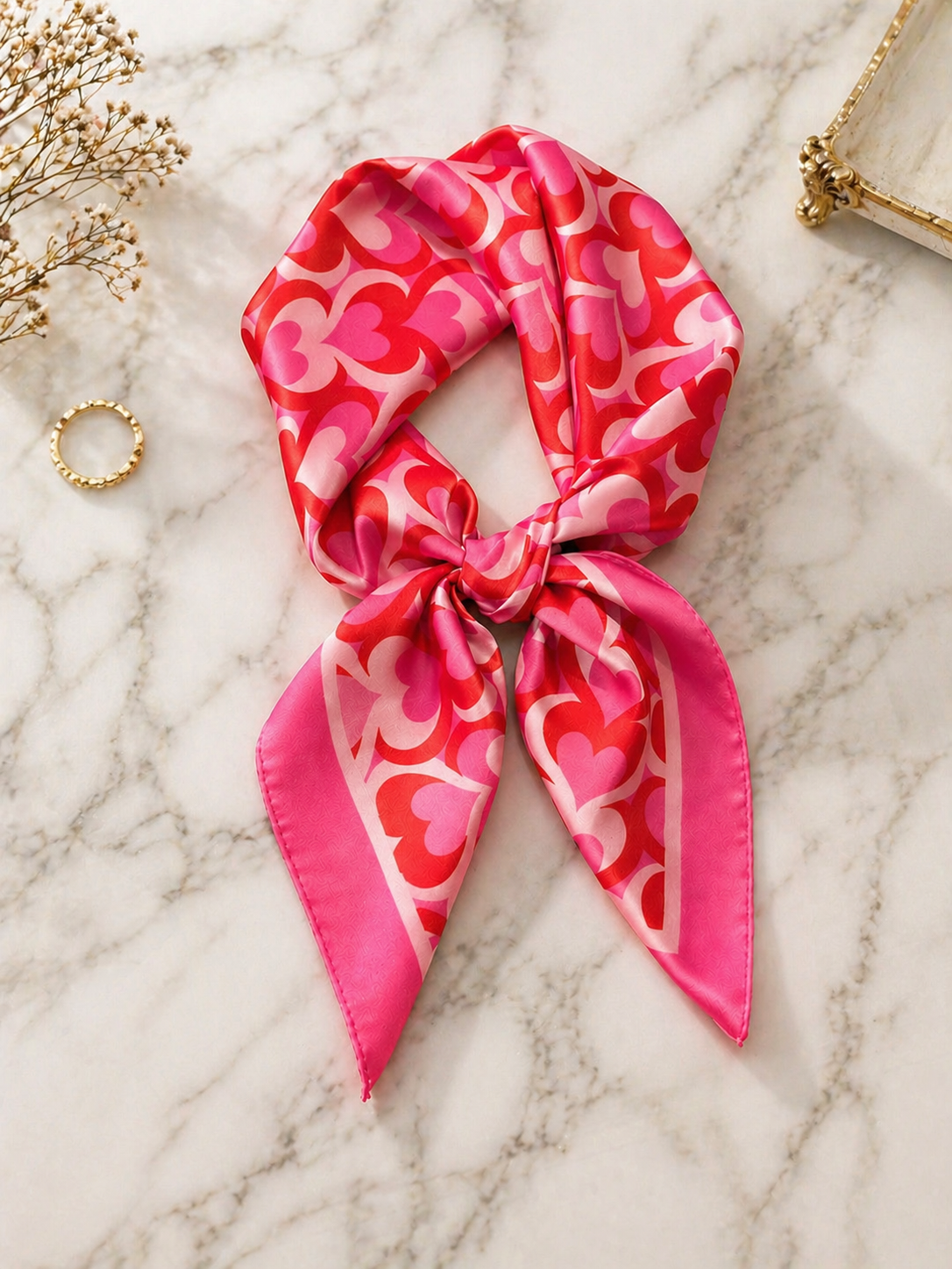 Amour Silk Scarf — Rouge Hearts