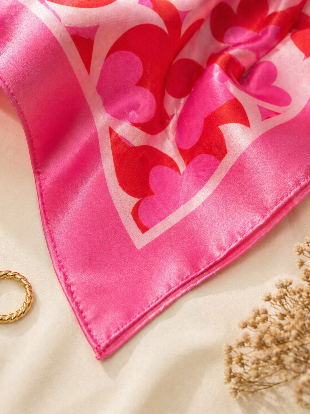 Amour Silk Scarf — Rouge Hearts