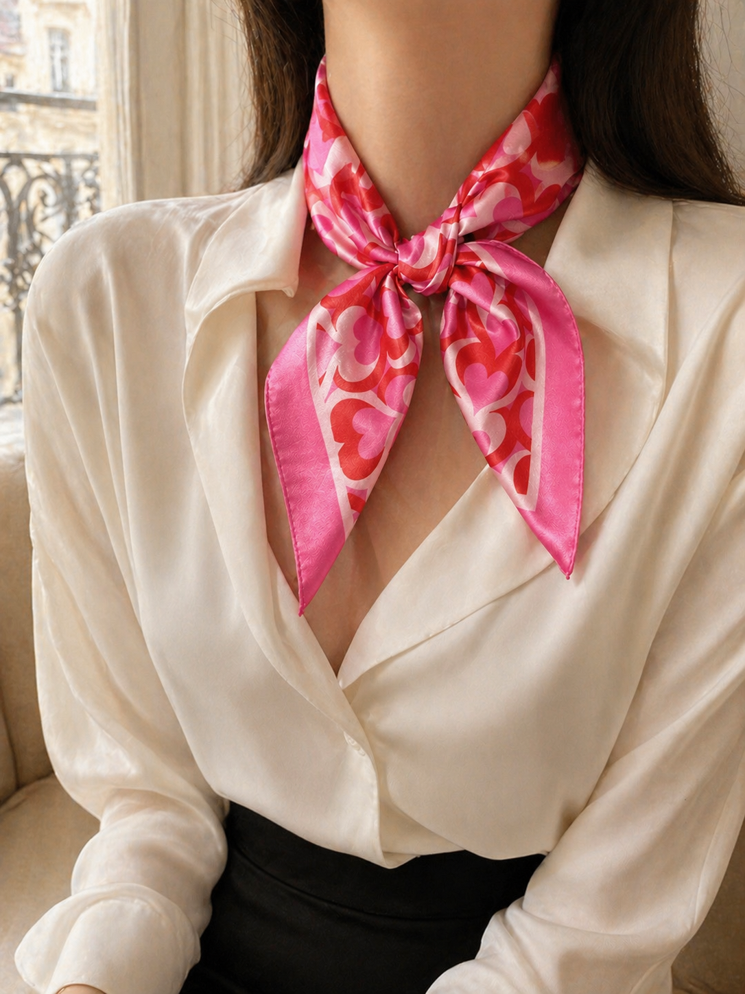 Amour Silk Scarf — Rouge Hearts