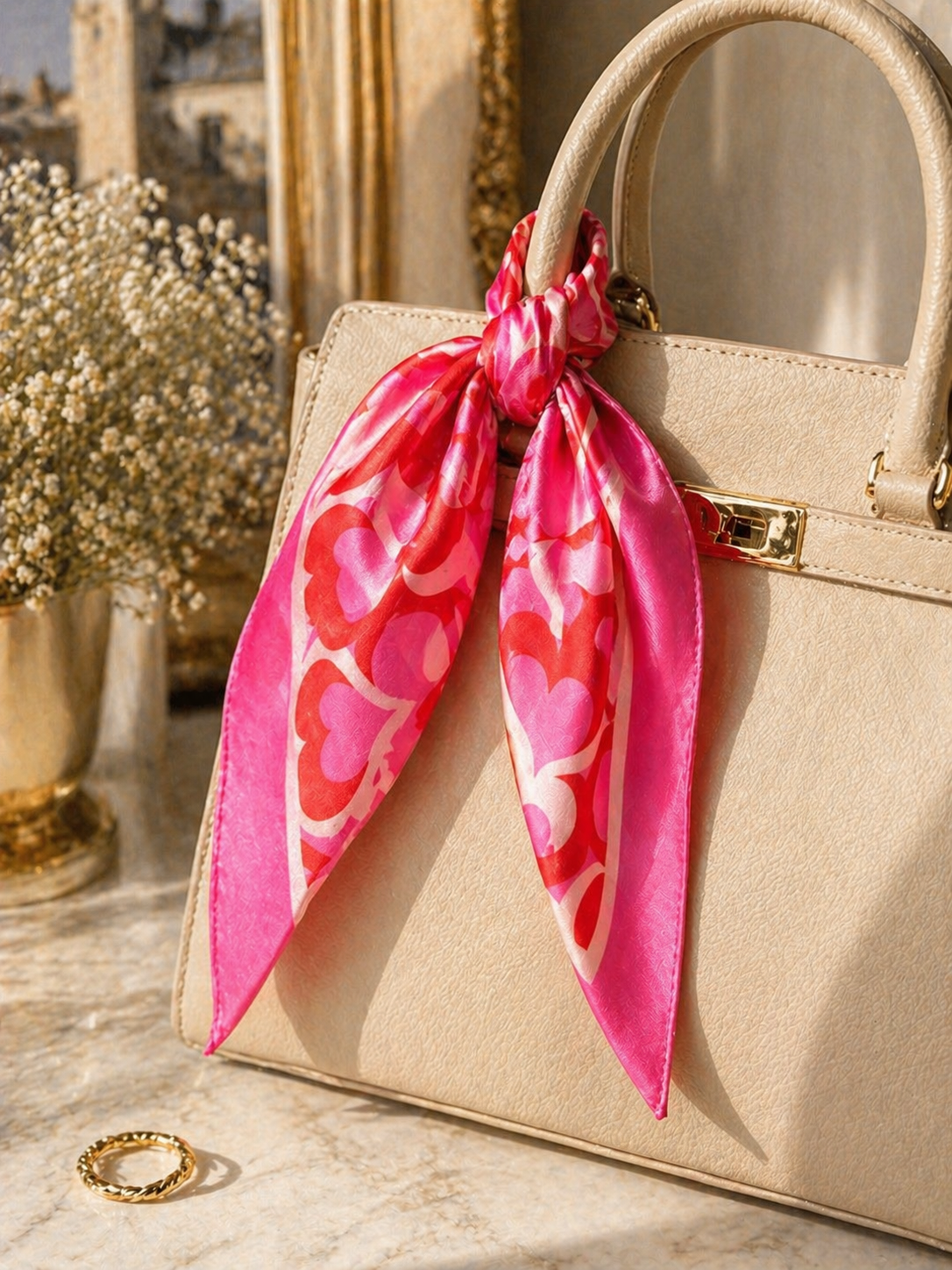 Amour Silk Scarf — Rouge Hearts