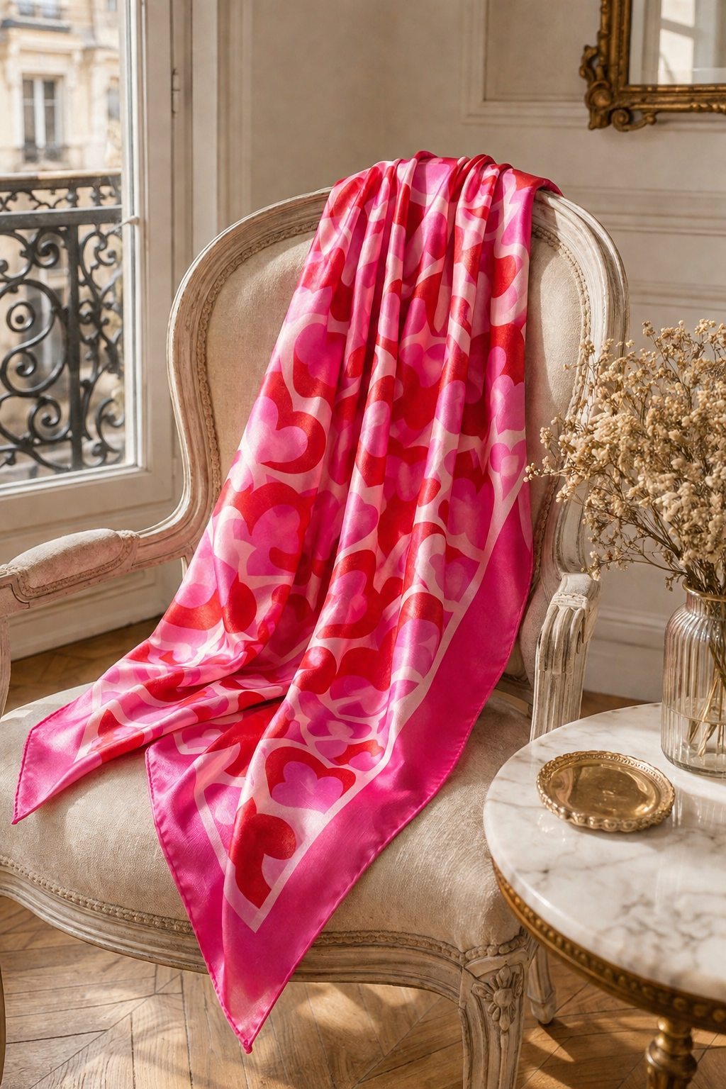 Amour Silk Scarf — Rouge Hearts