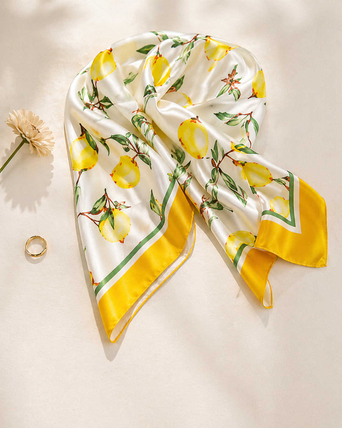 Riviera Silk Scarf — Lemon Blossom