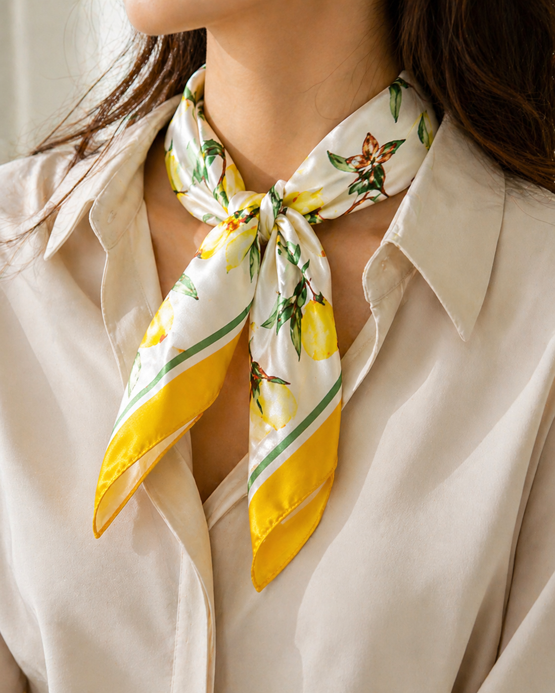 Riviera Silk Scarf — Lemon Blossom