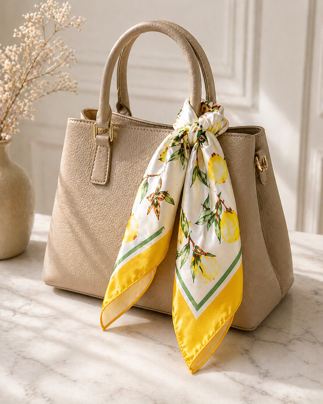 Riviera Silk Scarf — Lemon Blossom