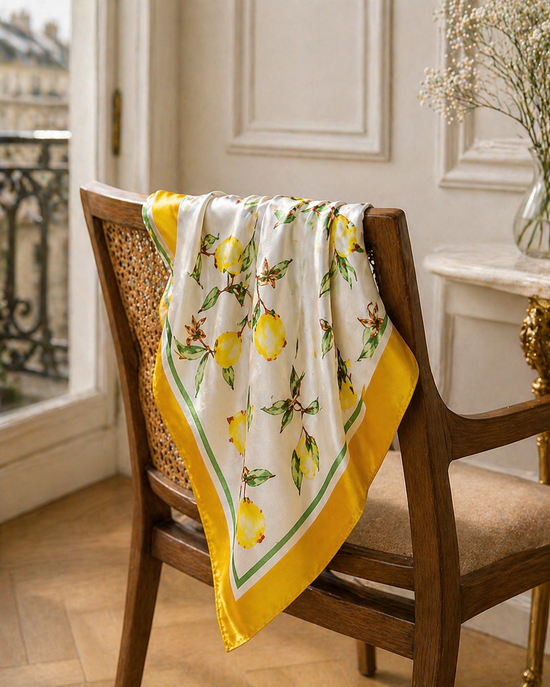 Riviera Silk Scarf — Lemon Blossom