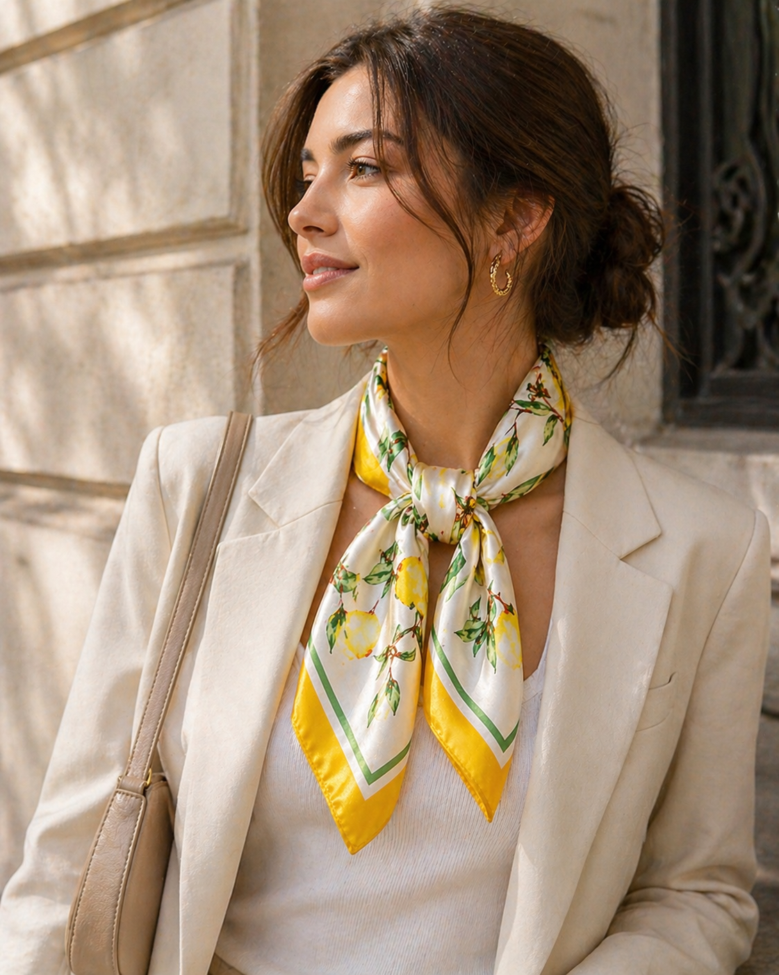 Riviera Silk Scarf — Lemon Blossom