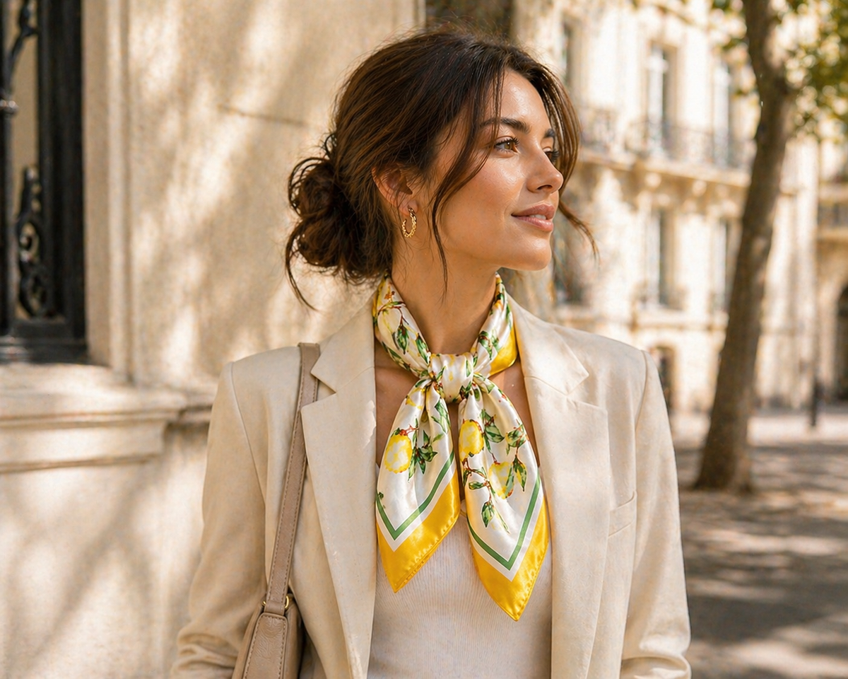 Riviera Silk Scarf — Lemon Blossom