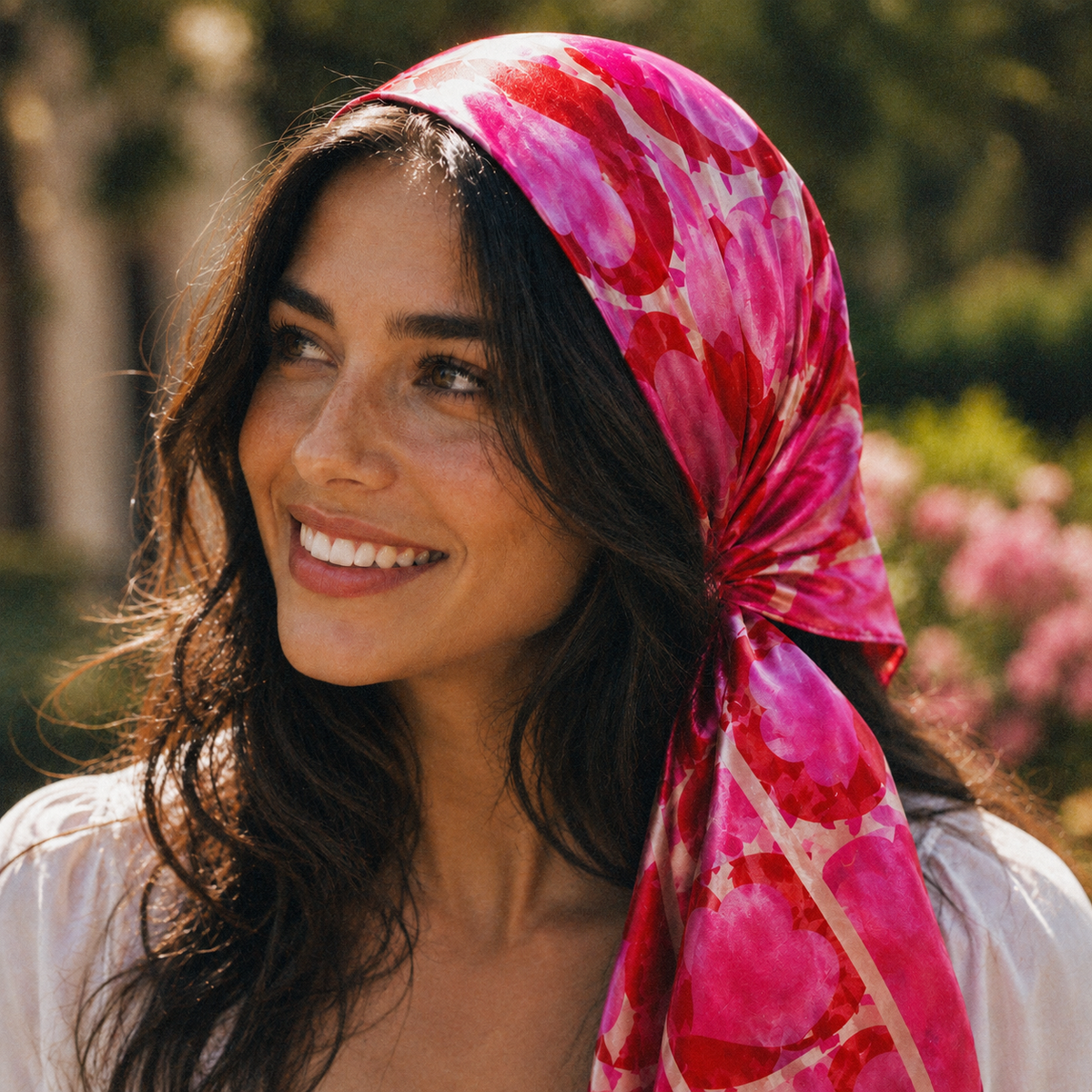 Amour Silk Scarf — Rouge Hearts