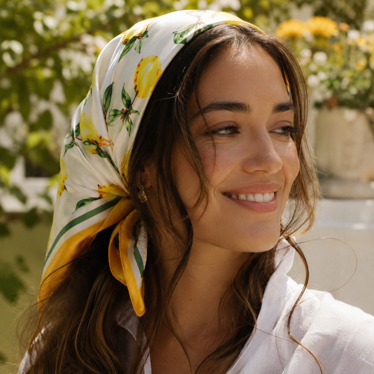 Riviera Silk Scarf — Lemon Blossom